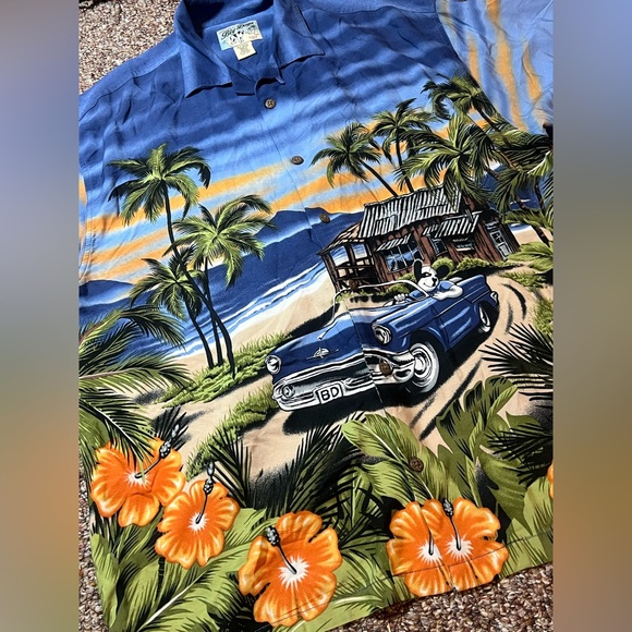 Big Dogs Other - Big Dogs Vintage Hawaiian Shirt Tropical Beach Car Graphic Blue Large